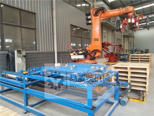 Robot Wood Pallet Nailing System - Common Steel, 5x5x3 Meter | Automatic Operation, PLC Control, Pneumatic Nailing, 600pcs/8hrs Capacity