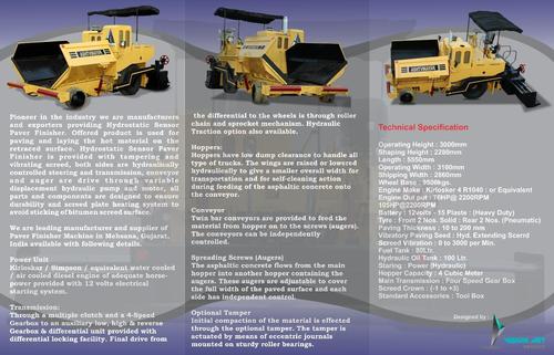 अष्टविनायक पेवर फिनिशर क्षमता: 300 टन/घंटा