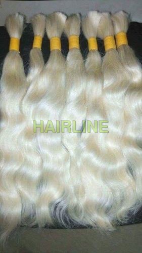 White Bulk Human Hair - Remy Indian Hair, Versatile Unisex Accessory for Hair Bands in All Colors 
