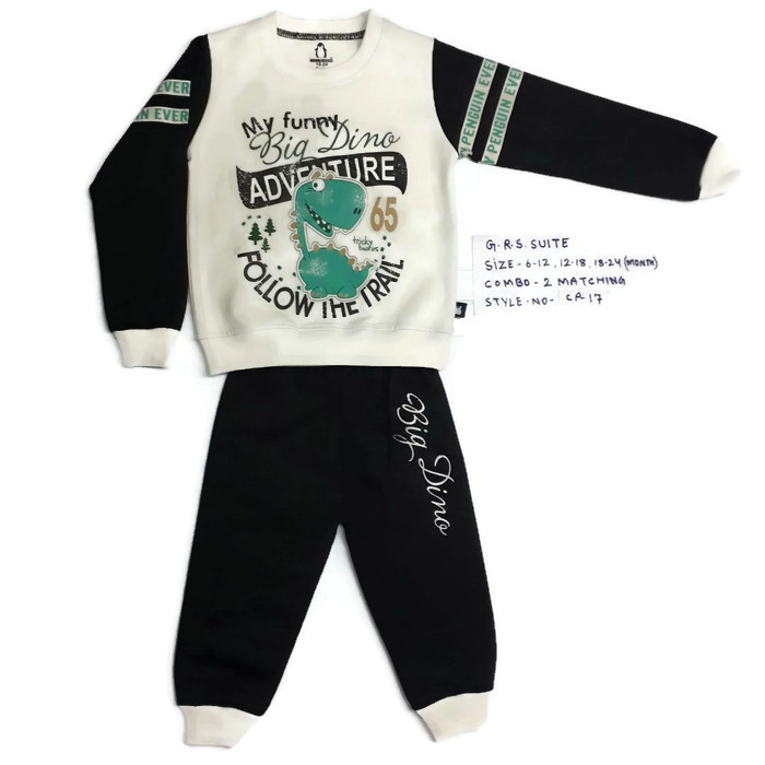 Round Neck Suit S Group - Customized Size, Embroidered Pattern | Breathable, Non-toxic, Trendy Winter Wear For Boys, Washable, Dry Cleanable