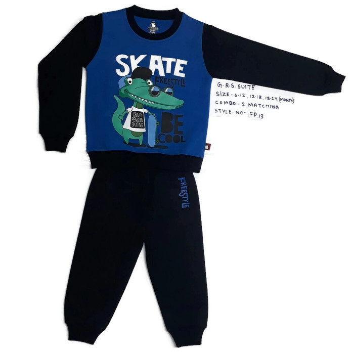 Round Neck Suit S Group - Customized Size, Embroidered Pattern | Breathable, Non-toxic, Trendy Winter Wear For Boys, Washable, Dry Cleanable
