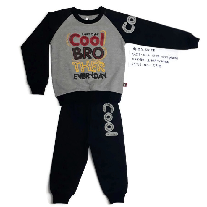 Round Neck Suit S Group - Customized Size, Embroidered Pattern | Breathable, Non-toxic, Trendy Winter Wear For Boys, Washable, Dry Cleanable