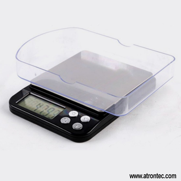 Digital Pocket Scale At416 - Stainless Steel, 140x107x20mm | Illuminated Lcd Screen, Over-load Protection, Two Measuring Plates