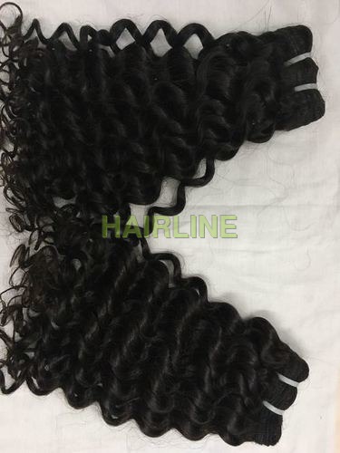 Natural Black Curly Hair - Indian Remy Hair, Unisex Accessory with Hair Bands in Versatile Black Color 