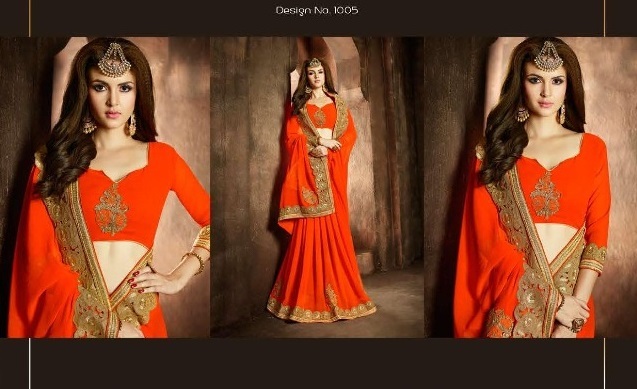 Orange Designer Georgette Saree With Heavy Border