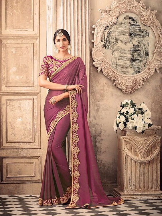 Latest Party Wear Embroidery Saree