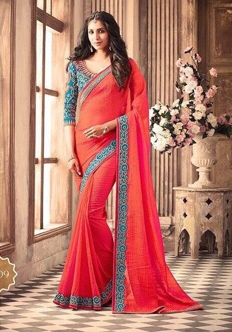 Latest Party Wear Embroidery Saree