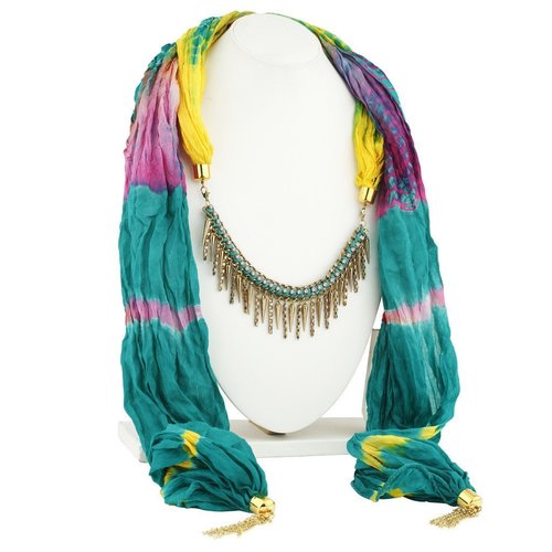 चेन के साथ बोहोमियन गोल्ड प्लेटेड स्कार्फ नेकलेस