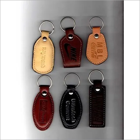 Leather Keychain - Leather, 2x4 cm, Brown | Metal Ring Fastener, Individual Packaging, Ideal for Key Attachment and Branding