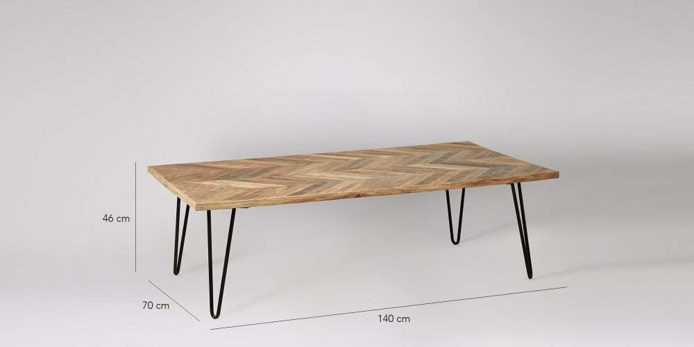 Antique Rectangular Cafeteria Table - Sealed Sawn Wood 140x70x46 Cm | Durable Scratch-resistant, Vintage Design With Black Lacquered Metal Legs