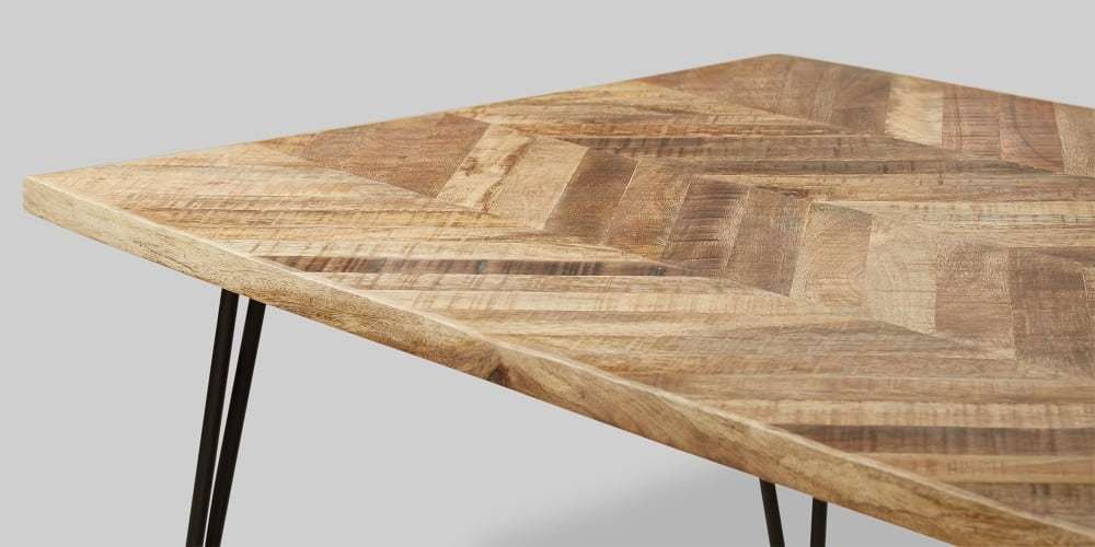 Antique Rectangular Cafeteria Table - Sealed Sawn Wood 140x70x46 Cm | Durable Scratch-resistant, Vintage Design With Black Lacquered Metal Legs