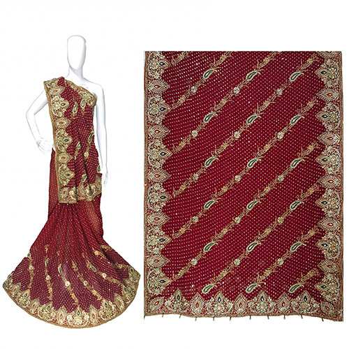 जॉर्जेट वेडिंग वियर हैवी वर्क साड़ी