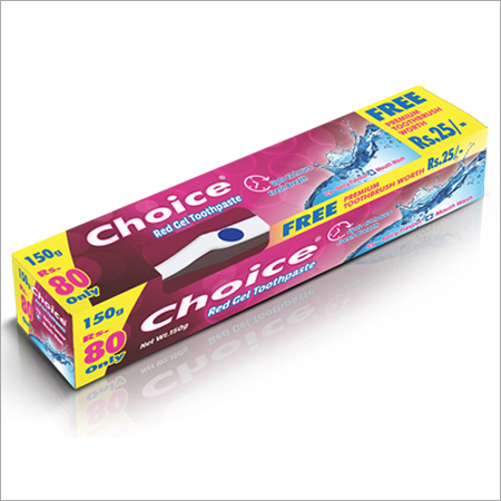 Choice Red Gel Toothpaste - Soft Paste, 150g , Pleasant Flavor & Aroma, Rectangle Head Shape Toothbrush Included, Cavity Protection