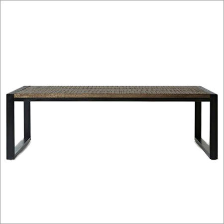 Industrial Coffee Table - Iron and Wood Composition, Black Powder Coating Finish