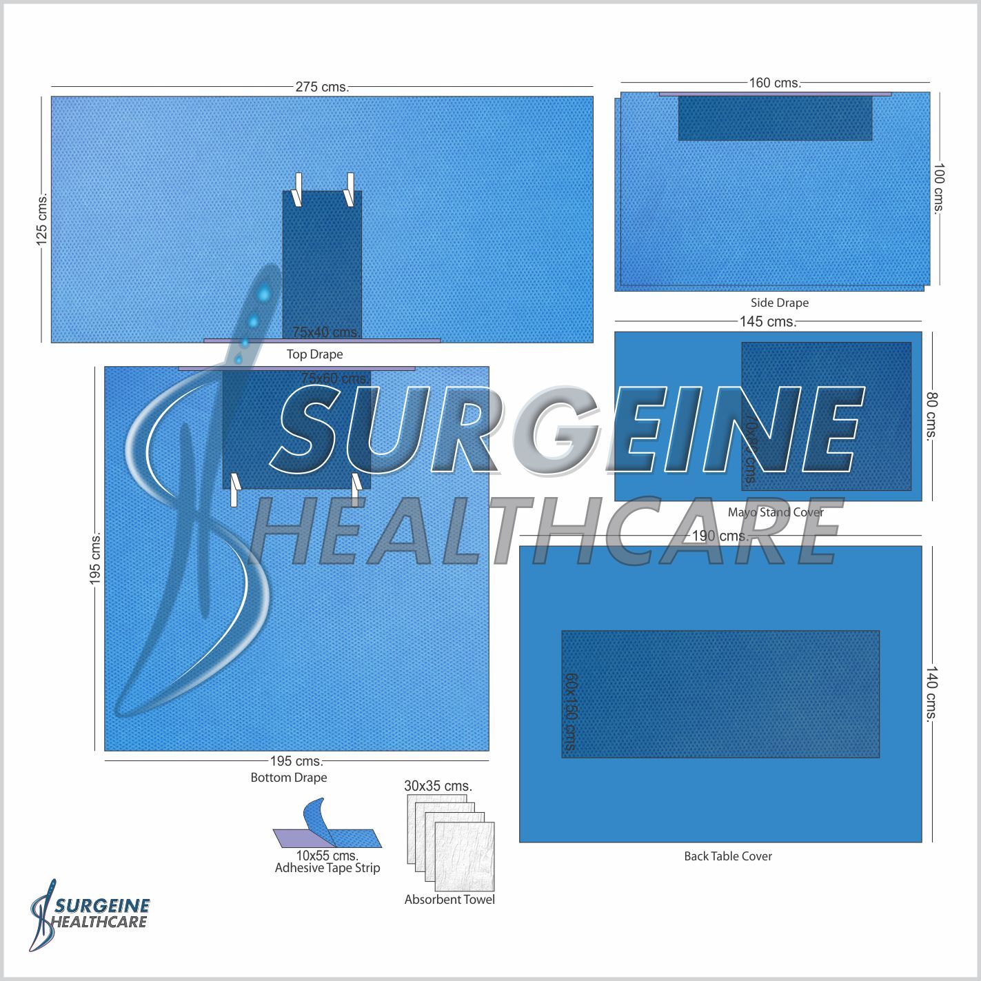 General Surgery Packs - Non-woven Material, Blue Color, Disposable Type | Light Weight, Tear Resistant, Sterile Design For Optimal Surgery Performance