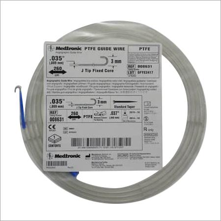PTFE Guide Wire - 145cm Length, J-Shaped Tip | Medtronic, 0.035 Inch Thickness, Hydrophilic Coating, Low Friction, High Trackability