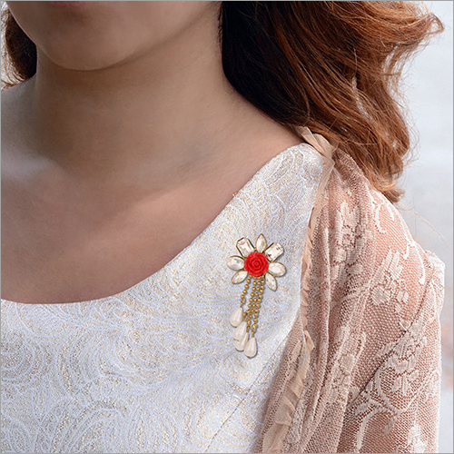 Crystal Poppy Brooch