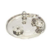 Stainless Steel Diya Agarbati Pooja Thali