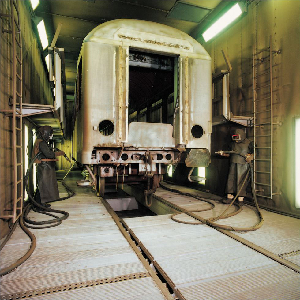 Manual Blasting Of Coach In Blastroom