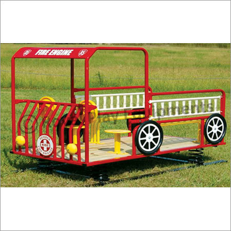 Fire Engine Spring Rider - FRP Material, 5ft Height x 6.5ft Length x 5ft Width | Accommodates Up to 6 Children, Designed for Kids Under 6 Years