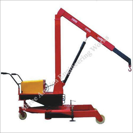 Rotated Hydraulic Floor Crane - Mild Steel, Red Color, 1 Ton Load Capacity | Limit Switch, Cabin Control, Reliable Performance