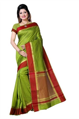 शिफॉन रॉ सिल्क सार्टिन बॉर्डर साड़ी एक्स्ट्रा जैक्वार्ड ब्लाउज के साथ