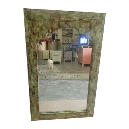 Light Yellow Framed Bone Inlay Mirror
