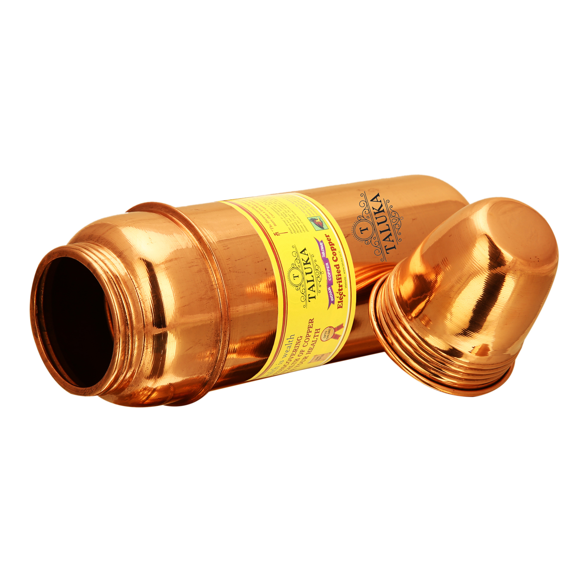 Copper Water Bottle - Pure Copper, 9.5"x2.5", Copper Color | 800ml Capacity, Supports Hemoglobin Synthesis, Antioxidant Properties