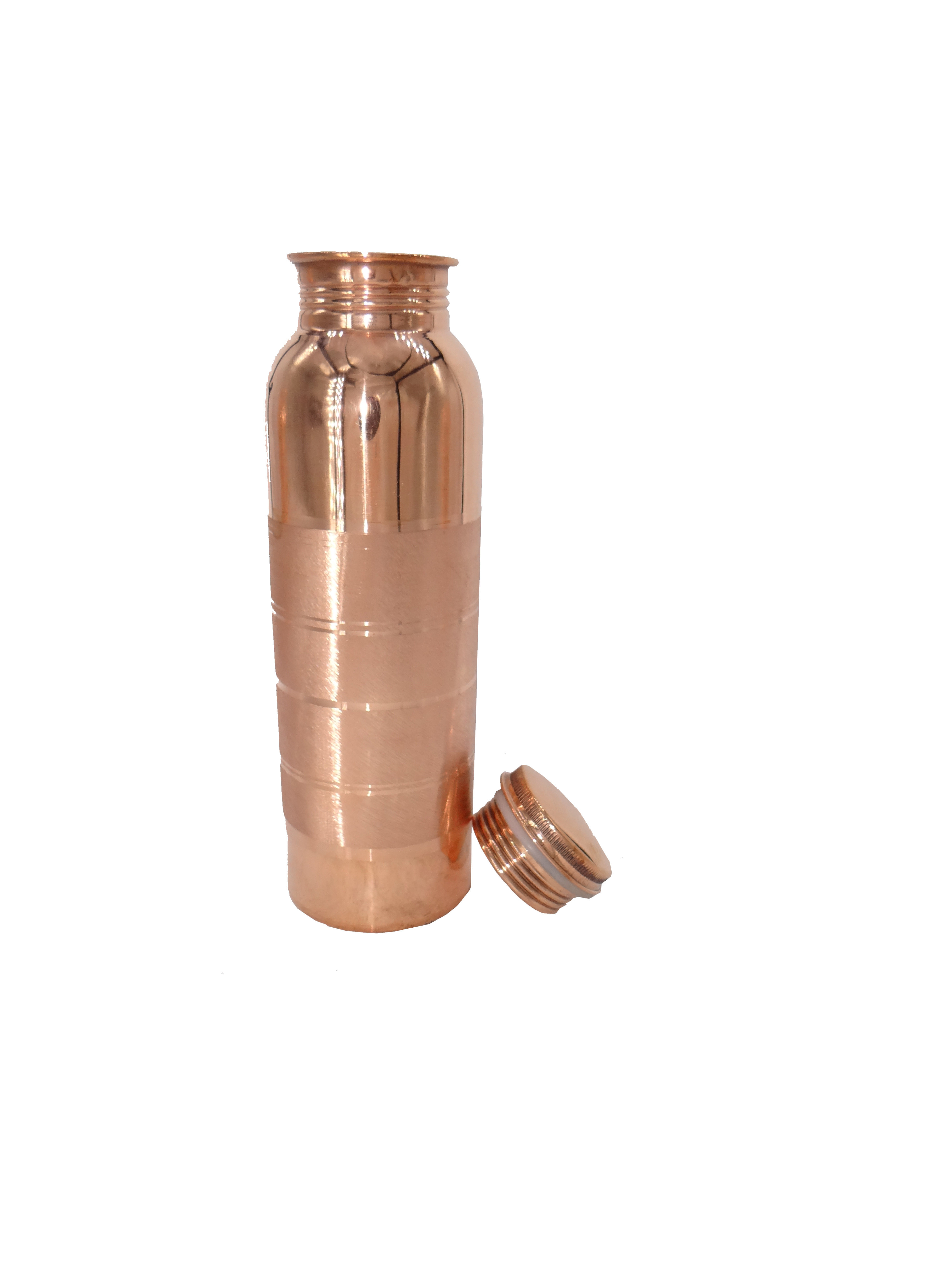 Copper Water Bottle Leak Proof Silver Touch - 1000ml Capacity, 10.2" Height X 2.8" Diameter, Pure Copper Material, Copper Color