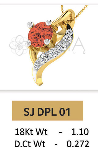 Ladies Gold Diamond Pendant - Elegant Design, Lightweight Construction for Parties and Traditional Occasions