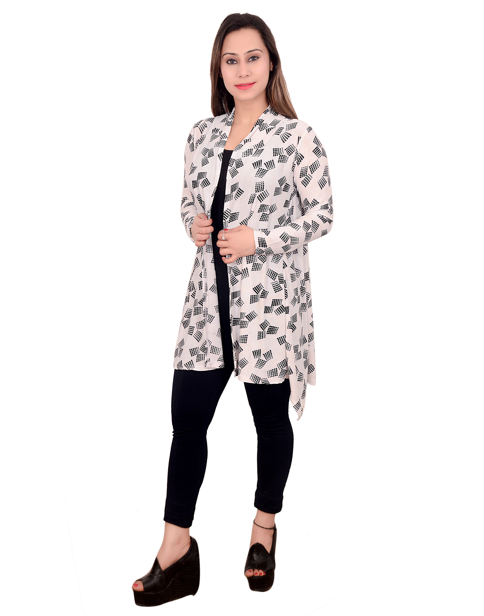 White Printed Shrug