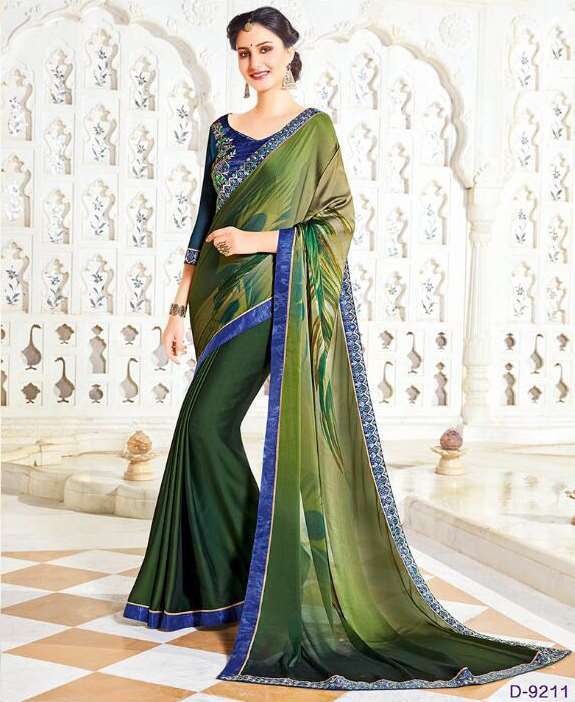 Green Fancy Digital On Rangoli Georgette