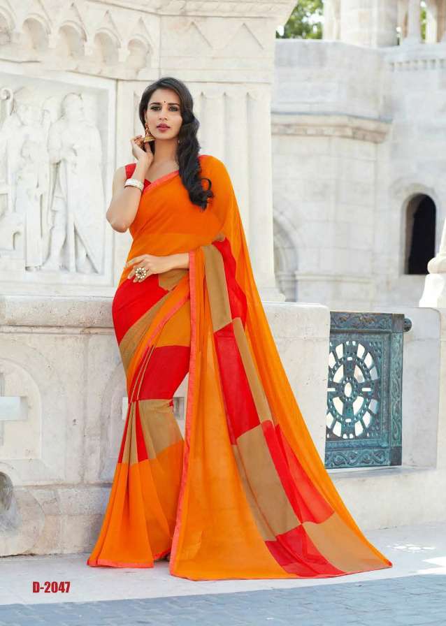 Orange Designer Silk Sarees