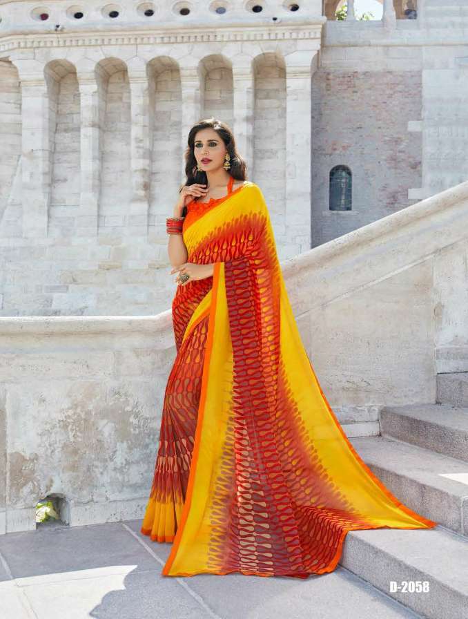 Orange Designer Silk Sarees