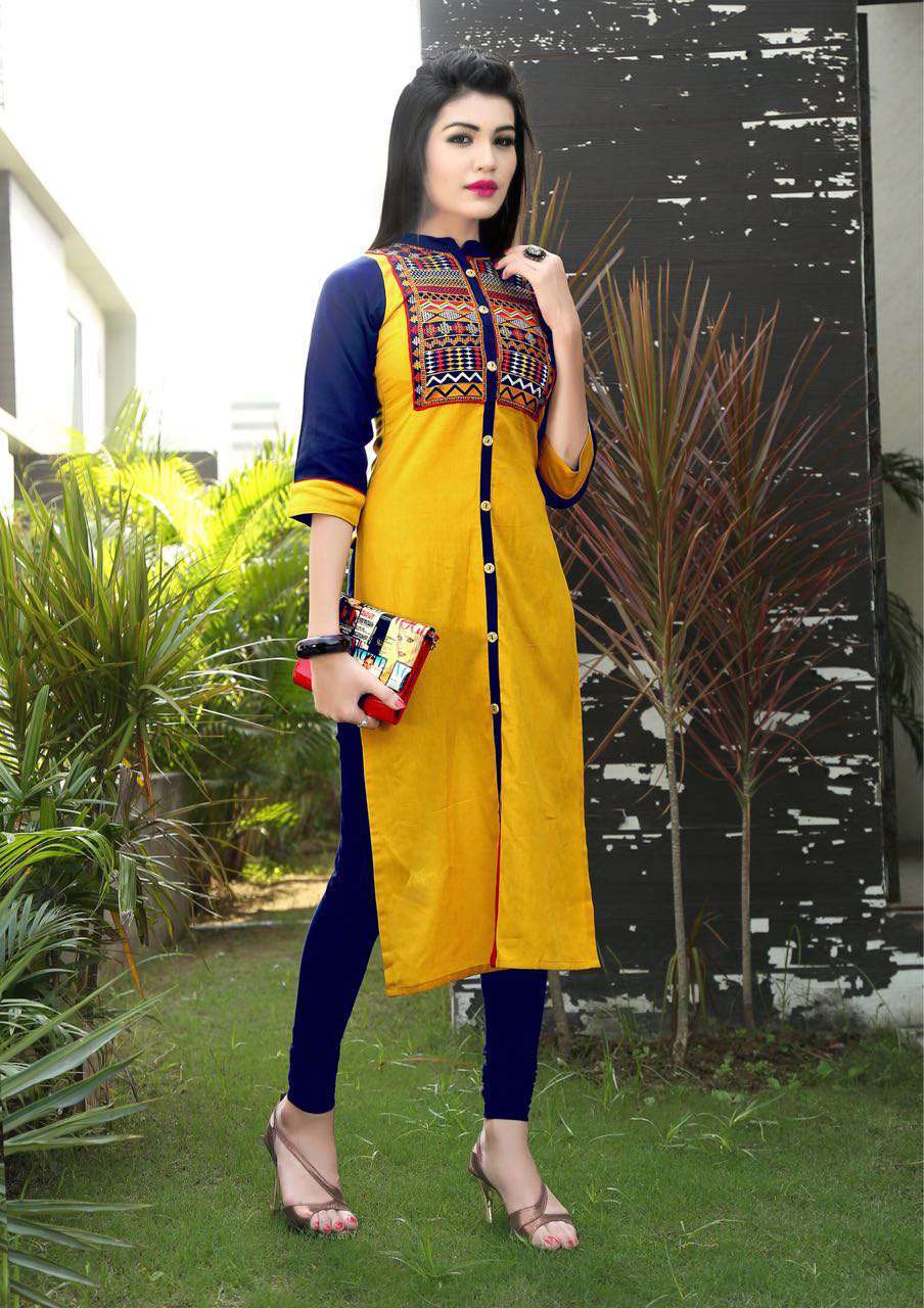 Designer Linen Cotton Kurtis - Chiffon & Cotton Blend, Sizes M-xxxl, Multi-color Classic Ethnic Wear, Printed Checked & Plain Styles