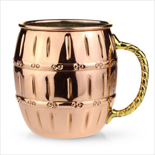 Copper Moscow Mule Mug - 100% Pure Copper, 530 ML Capacity | Elegant Round Hammered Design with Handle, Ideal for Health Benefits