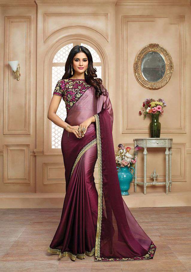 Casual Saree - Cotton, Blouse Customizable Up To 40", Maroon Color | Embroidered Design, Ideal For Party Wear