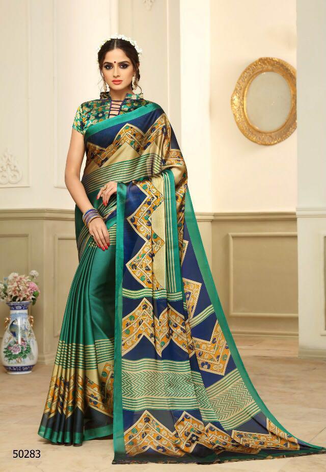 Blue Exclusive Printed Bangalori Silk Saree