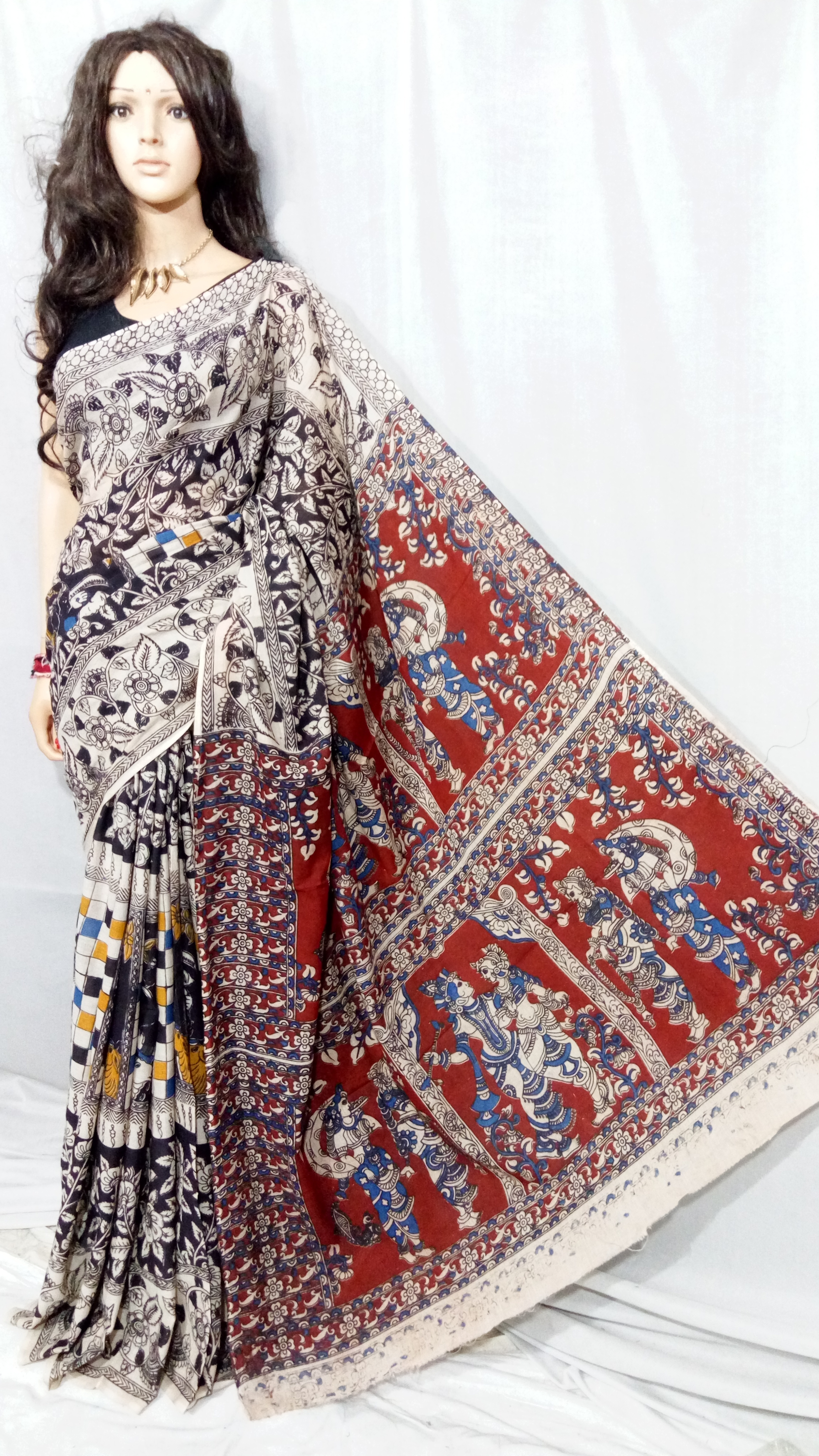 Multicolor Kalamkari Sarees.