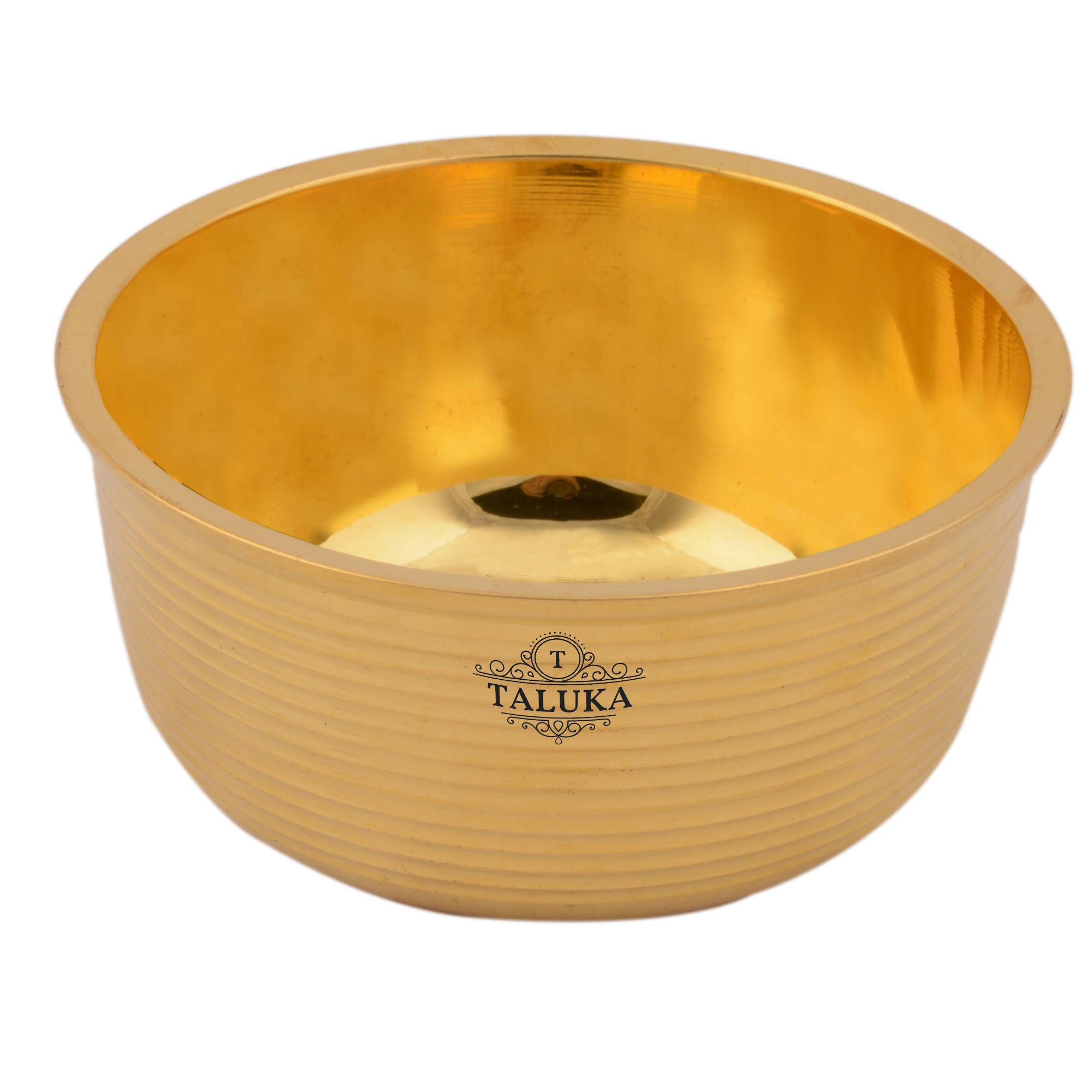 Brass Bowl Full Ribbed - Pure Brass, Height: 2" / Diameter: 3.5" | Antique Golden Design, Great For Gifting And Home Dã©cor