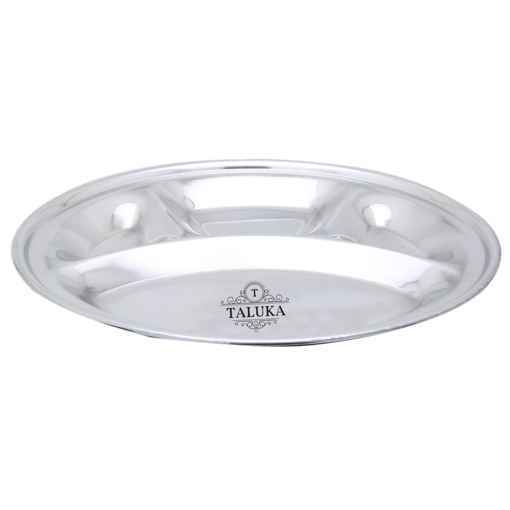 Stainless Steel Round Compartment Tray Plate - 10.5 X 0.6 Inches, Silver | Ideal For Serving Indian Thali, Durable & Easy To Clean