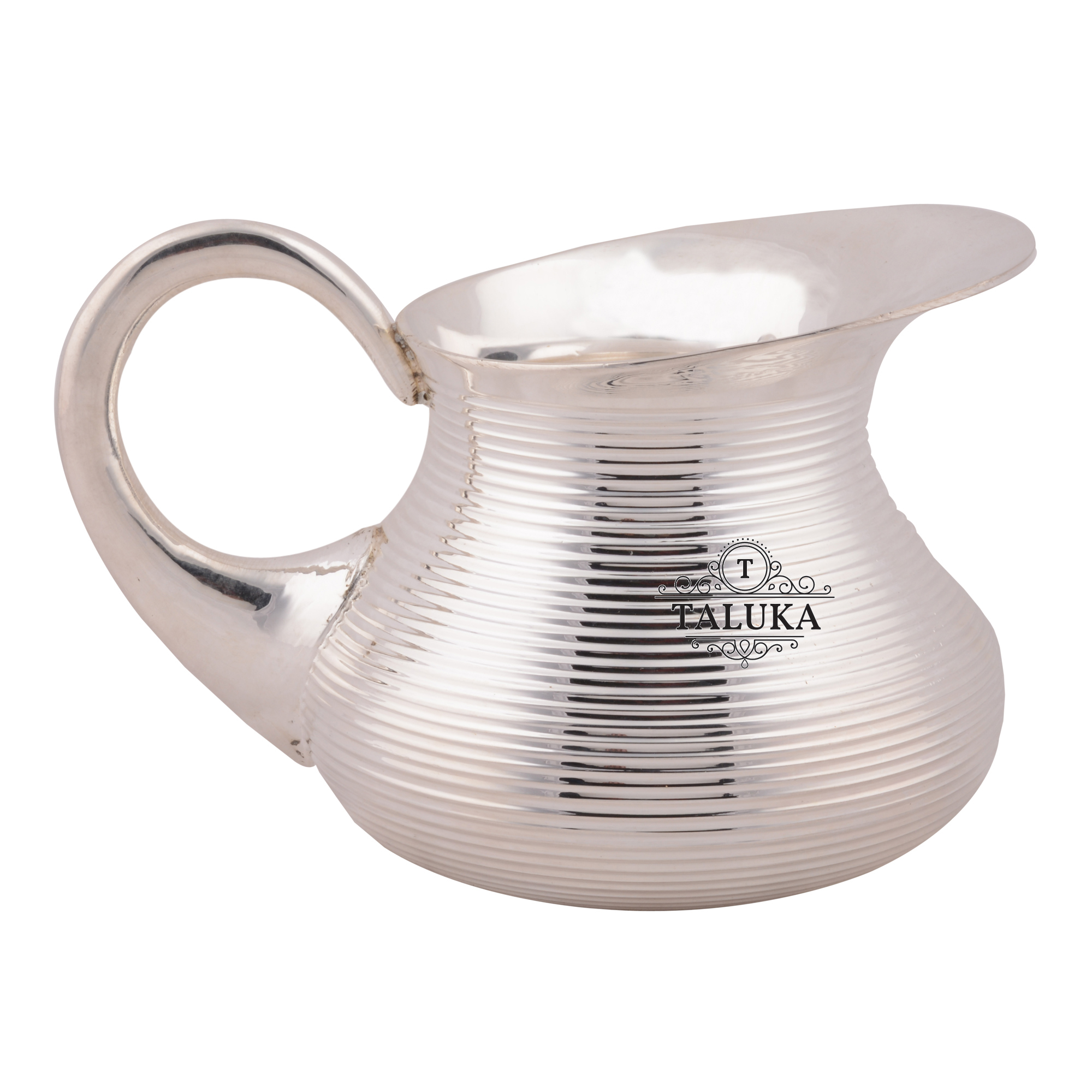 Brass Silver Plated Water Jug Bottom Belly - 1500 Ml, 5" Height X 5" Diameter, Hand Made By Taluka Exports | Ideal For Home, Restaurant, Bars & Catering Services