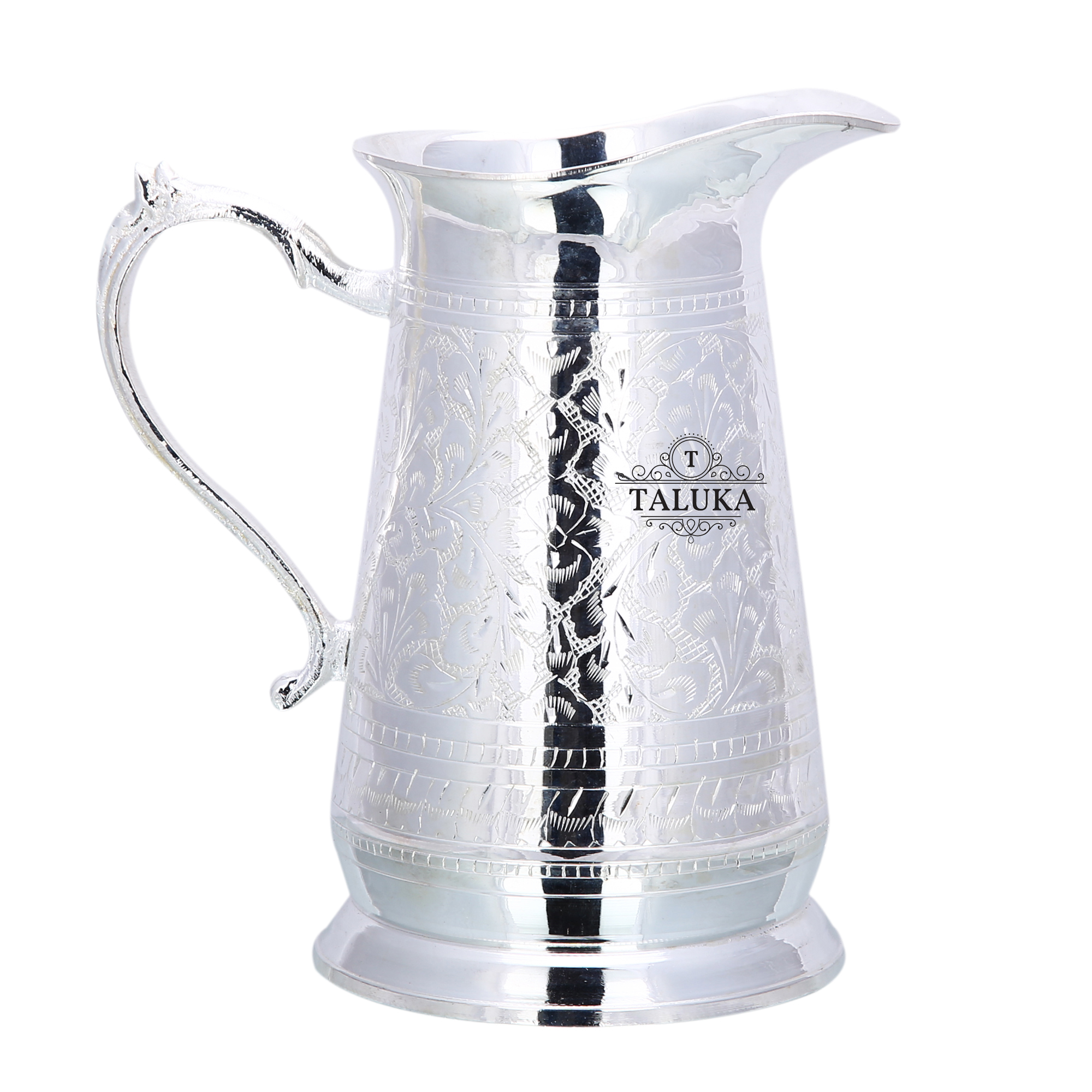 Brass Water Pitcher Jug - 1500 Ml Capacity, 7.0" Height, 3.5" Diameter, Bronze Color, Embossed Finish, 900 Gram Weight