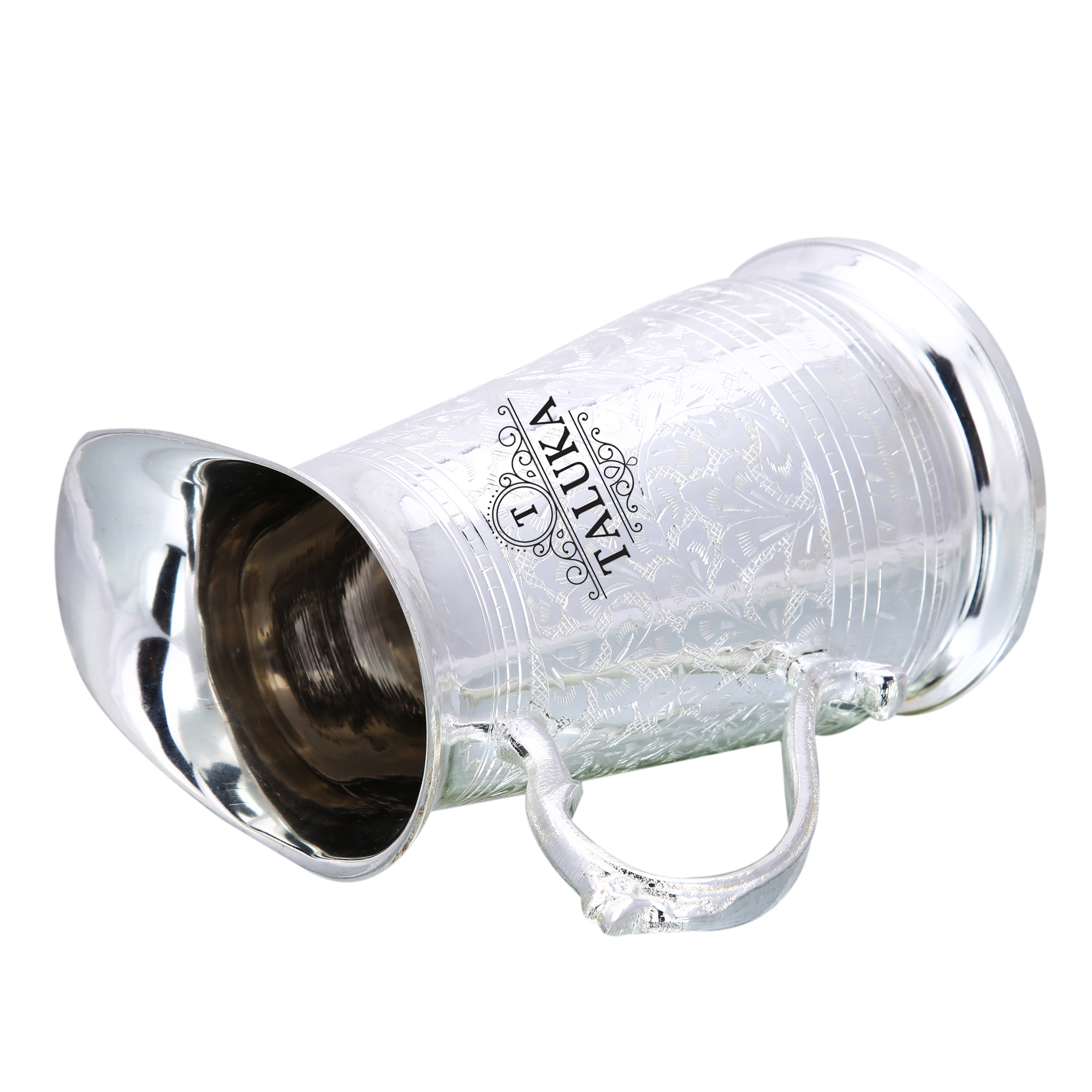 Brass Water Pitcher Jug - 1500 Ml Capacity, 7.0" Height, 3.5" Diameter, Bronze Color, Embossed Finish, 900 Gram Weight