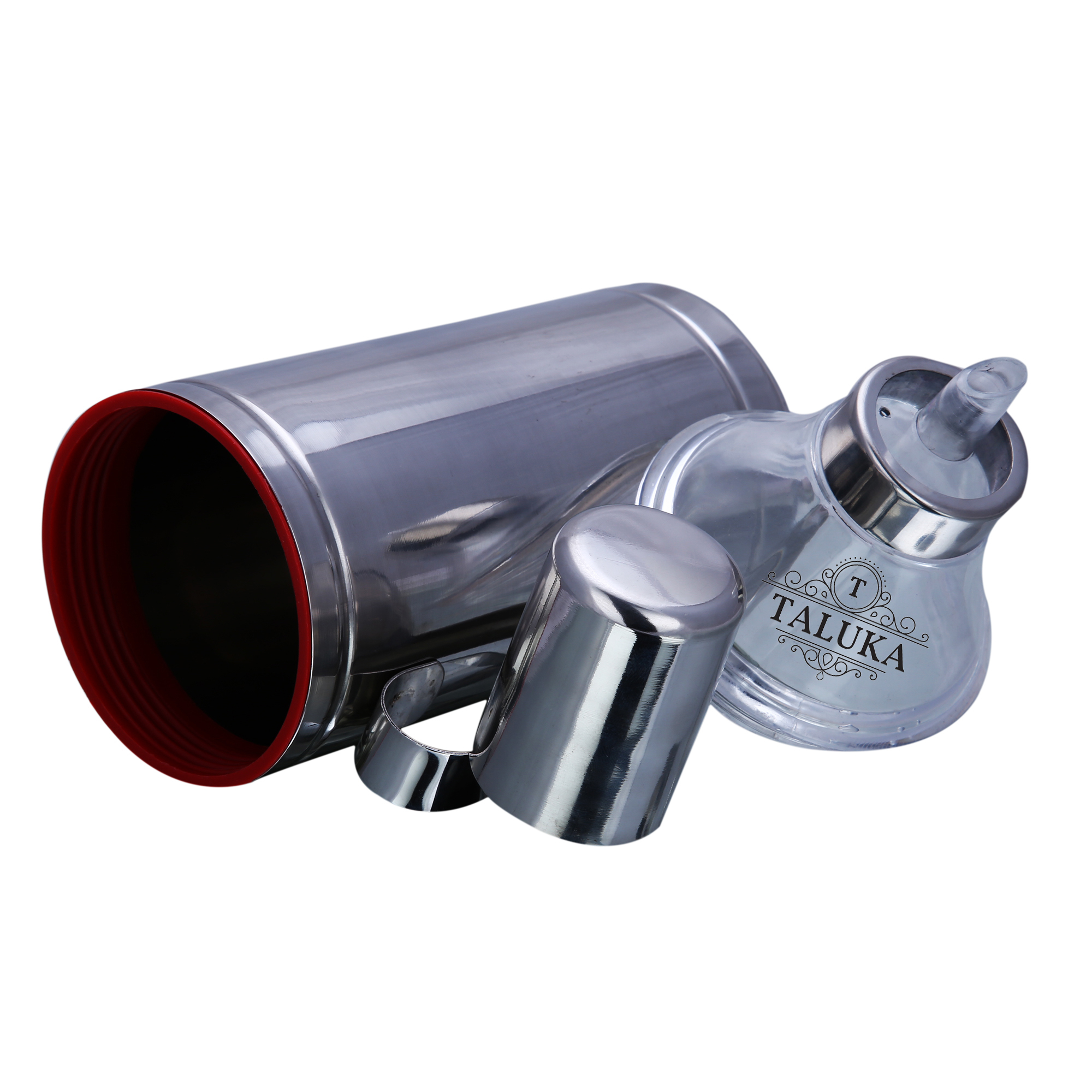 Stainless Steel Oil Can - 11 Inch Height, 1000 Ml Capacity | Silver Finish, Durable Handle, Lightweight 310 Grams