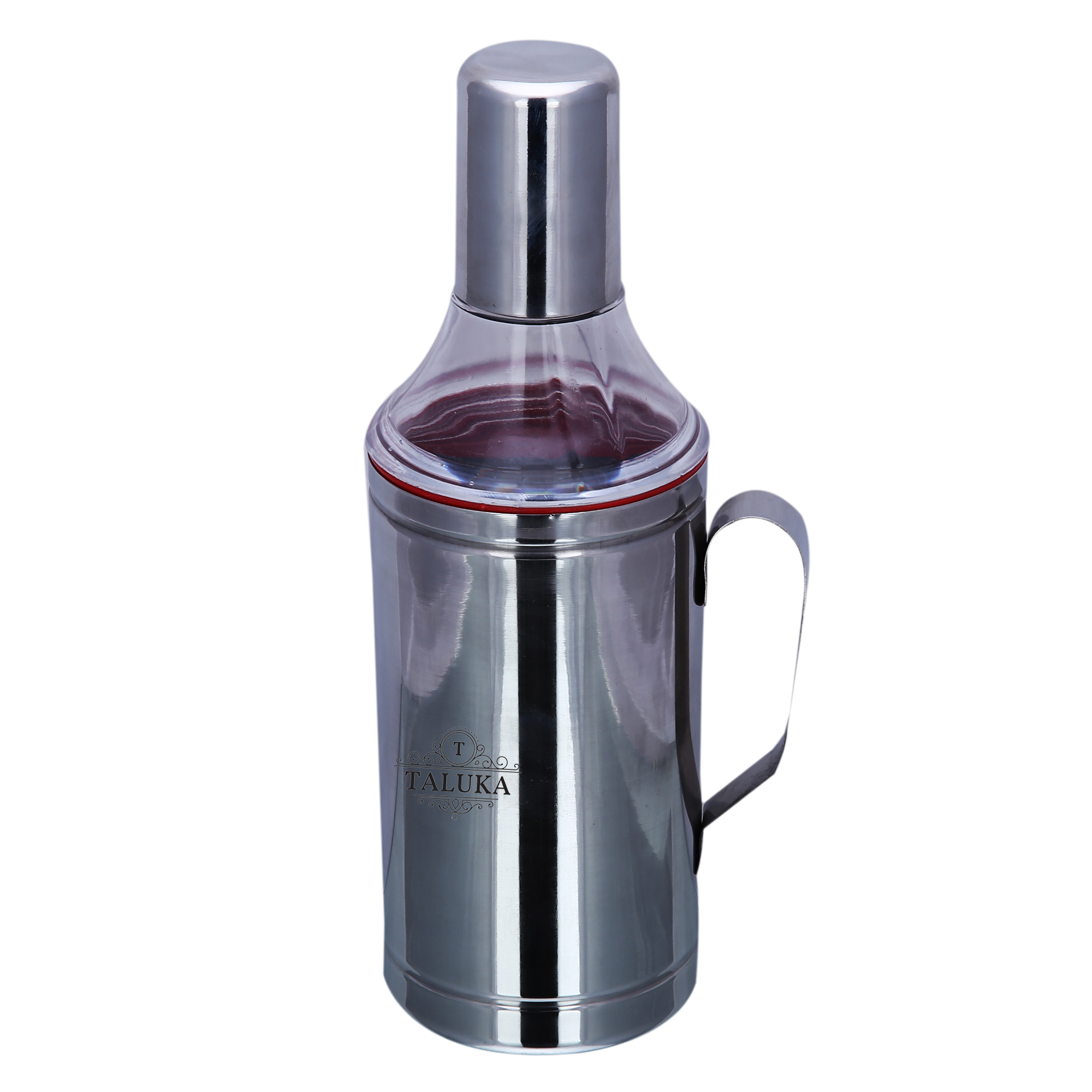 Stainless Steel Oil Can - 11 Inch Height, 1000 Ml Capacity | Silver Finish, Durable Handle, Lightweight 310 Grams