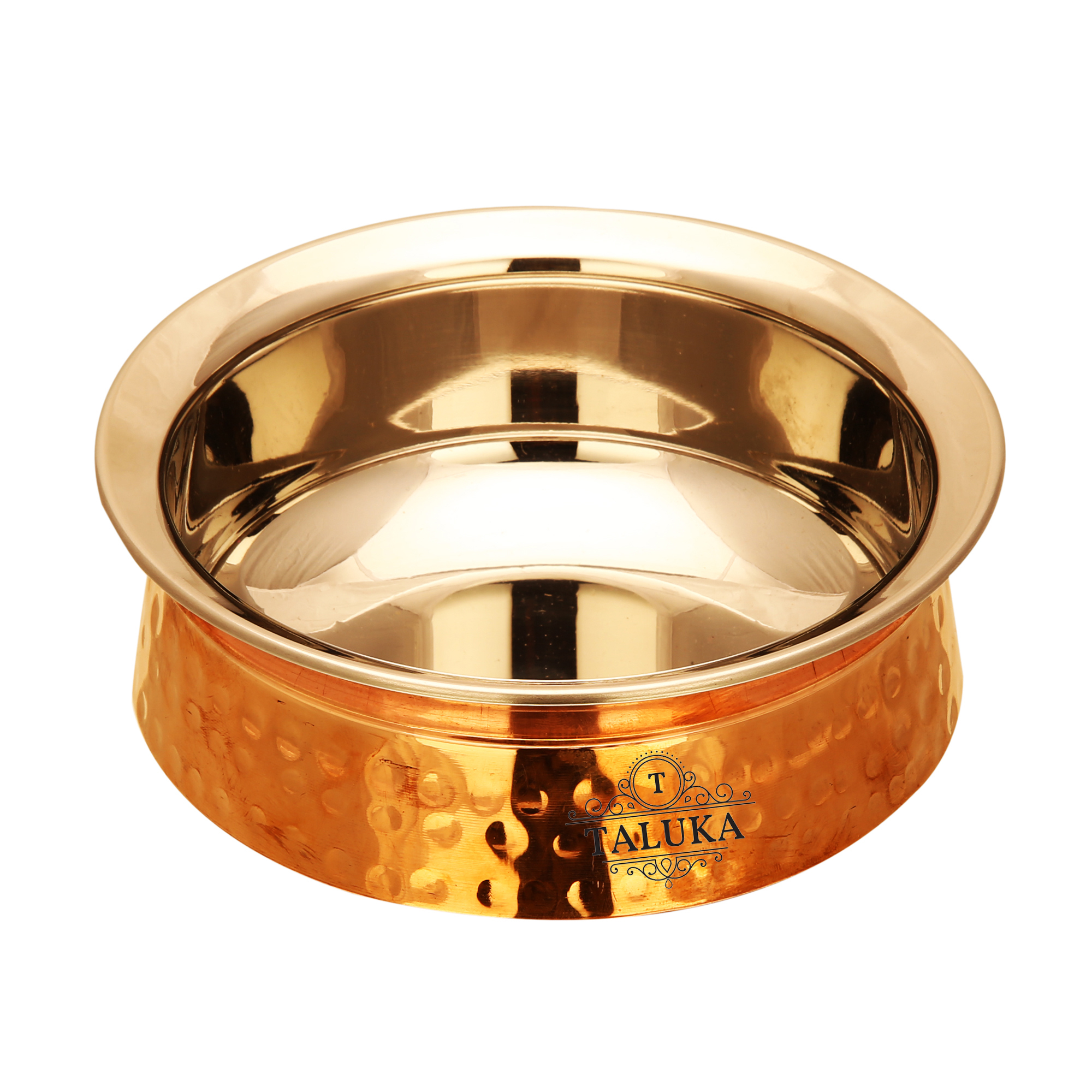 Copper Steel Serving Handi - 300ml, 1.8" Height X 5.1" Diameter | Unique Mughlai Design, Elegant Copper & Silver Colors, Weighs 300 Grams