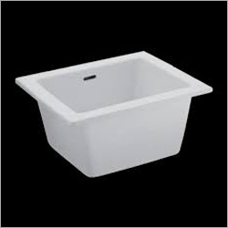 Laboratory Sink - Ceramic Material, Square Shape, White Color | Durable 4 kg Design