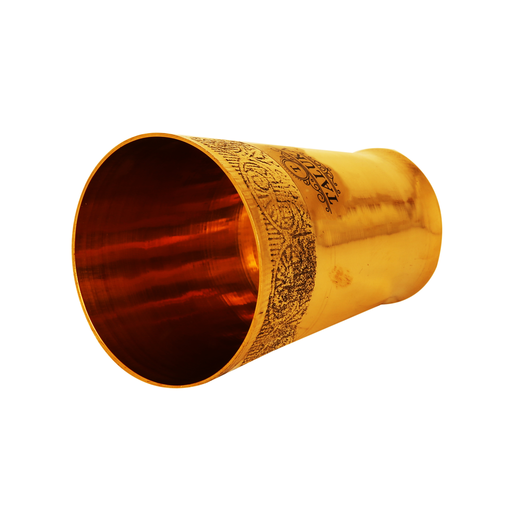 Brass Water Glass Flower Design - Pure Brass, 4.4" Height X 3.1" Width, Brass Gold, 350 Ml Volume | Elegant Water Glass For Luxurious Dining