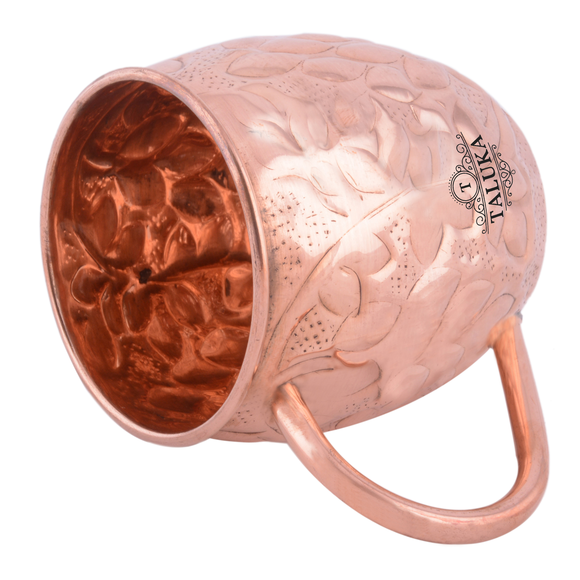 Copper Moscow Mule Beer Mug Leaf Design Length: 3.5 Inch (In)